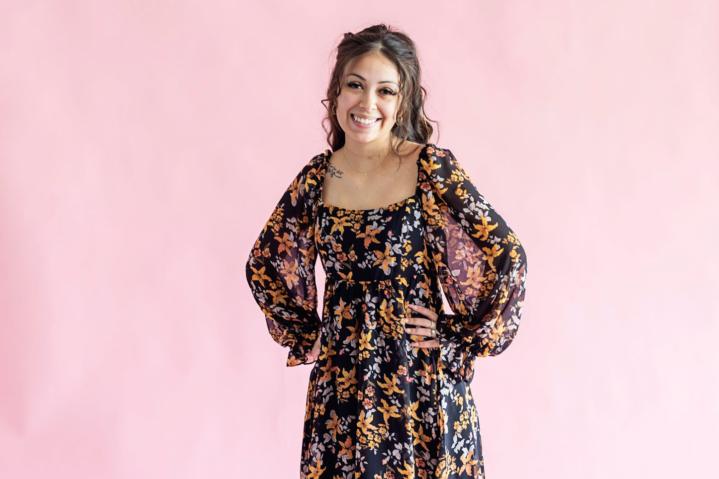 Right Direction Black Floral Dress