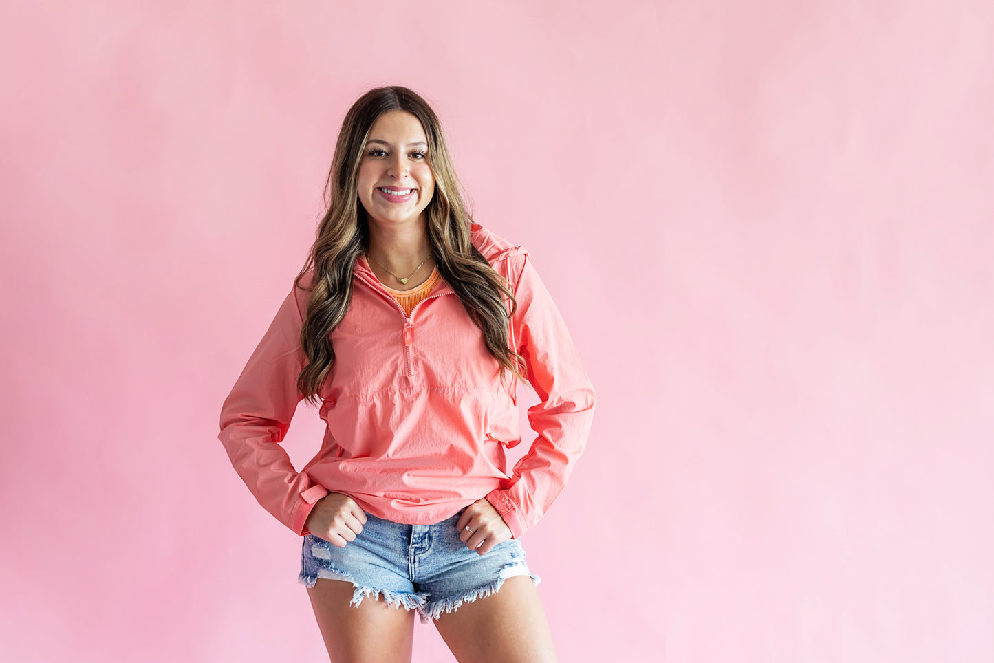 Watermelon Half-Zip Nylon Active Jacket