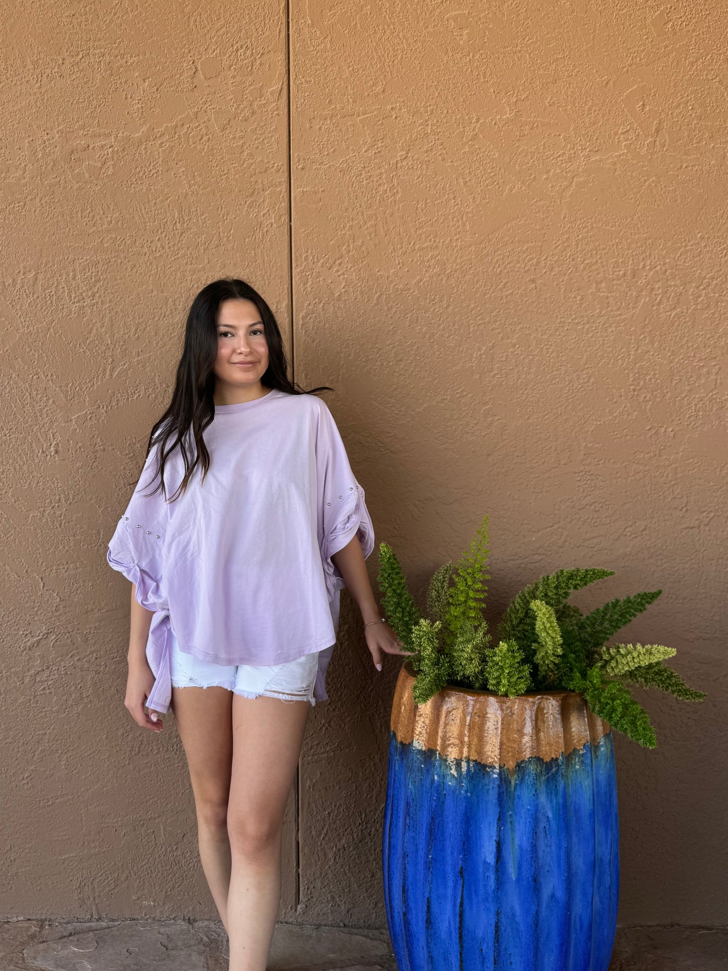 Gilded Intent Studded Box Tee - Lilac