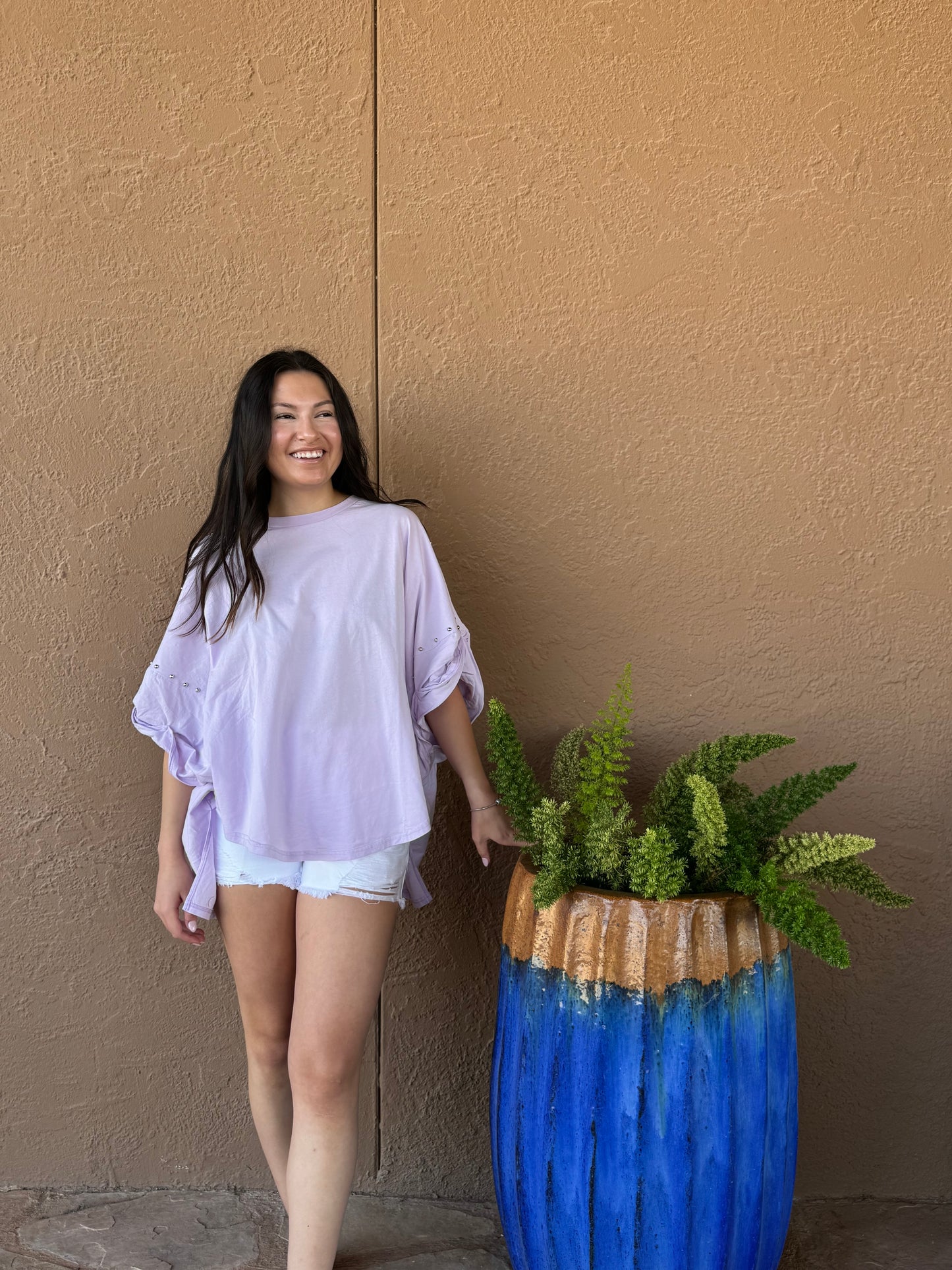 Gilded Intent Studded Box Tee - Lilac