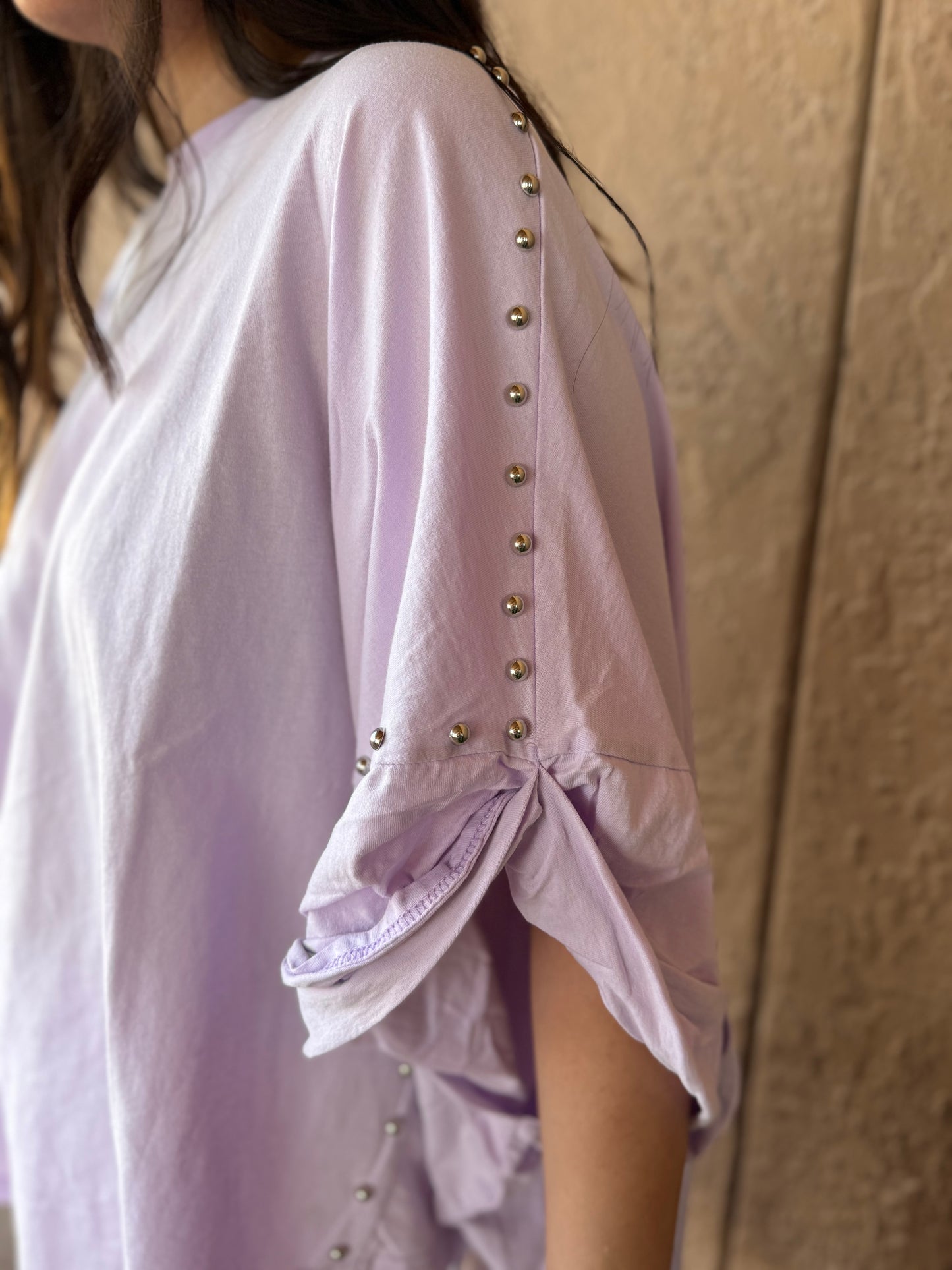 Gilded Intent Studded Box Tee - Lilac
