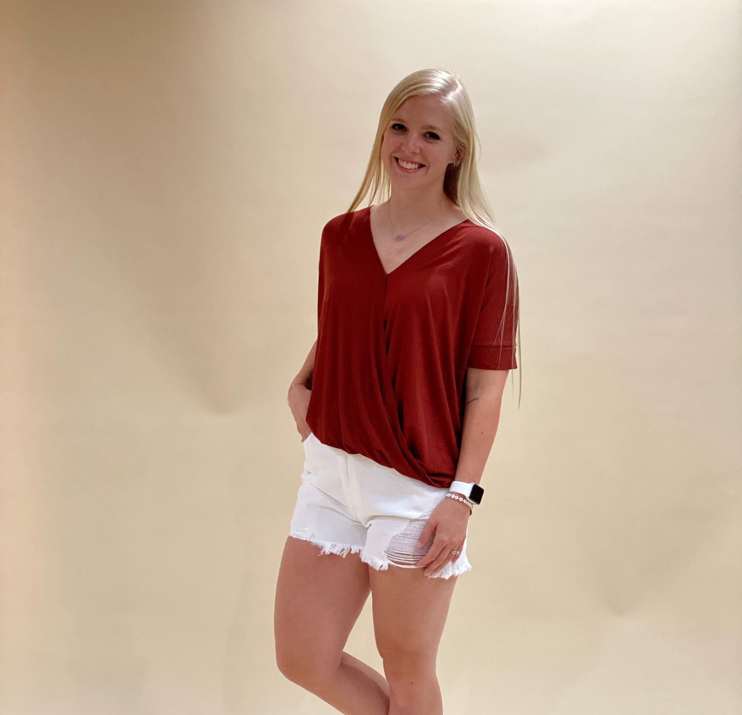 Chasing You Draped Front Top - Rust