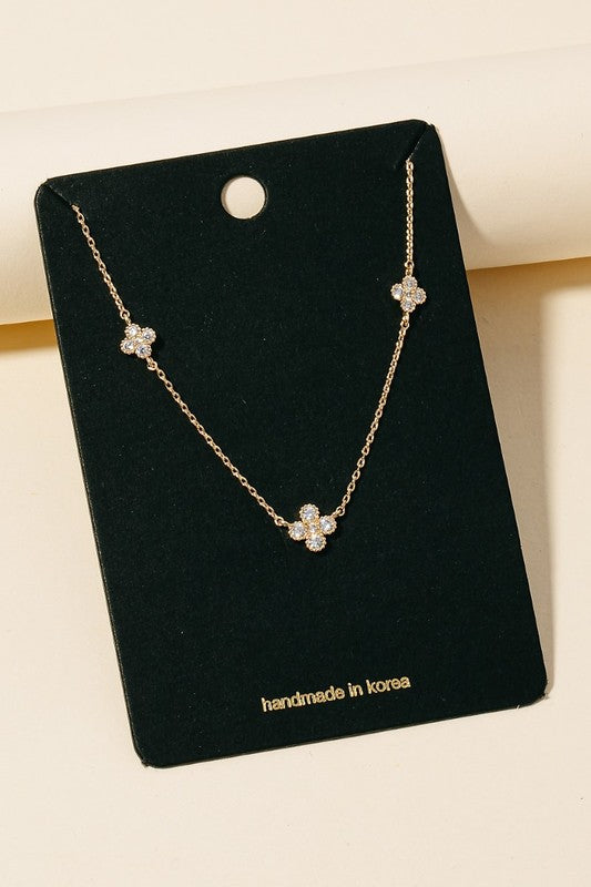 Gold Clover Charm Chain Necklace
