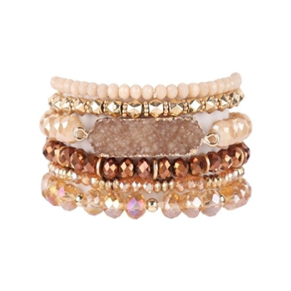 Druzy Oval Glass Bean Bracelet Stack