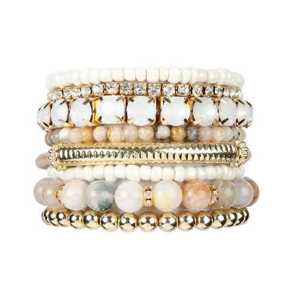 Stackable Bead Bracelet Set: Multicolor