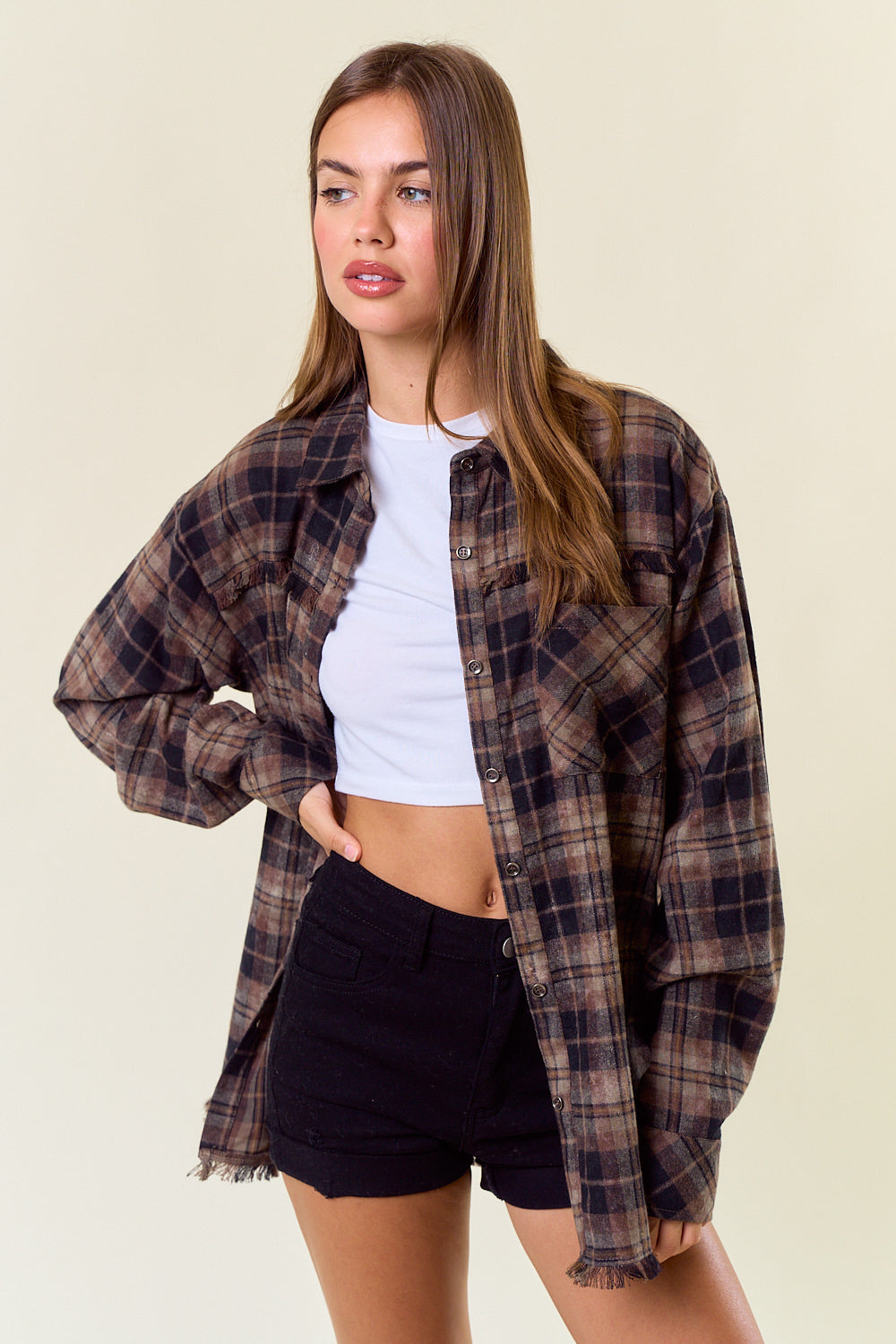 Motivation Plaid Flannel Top