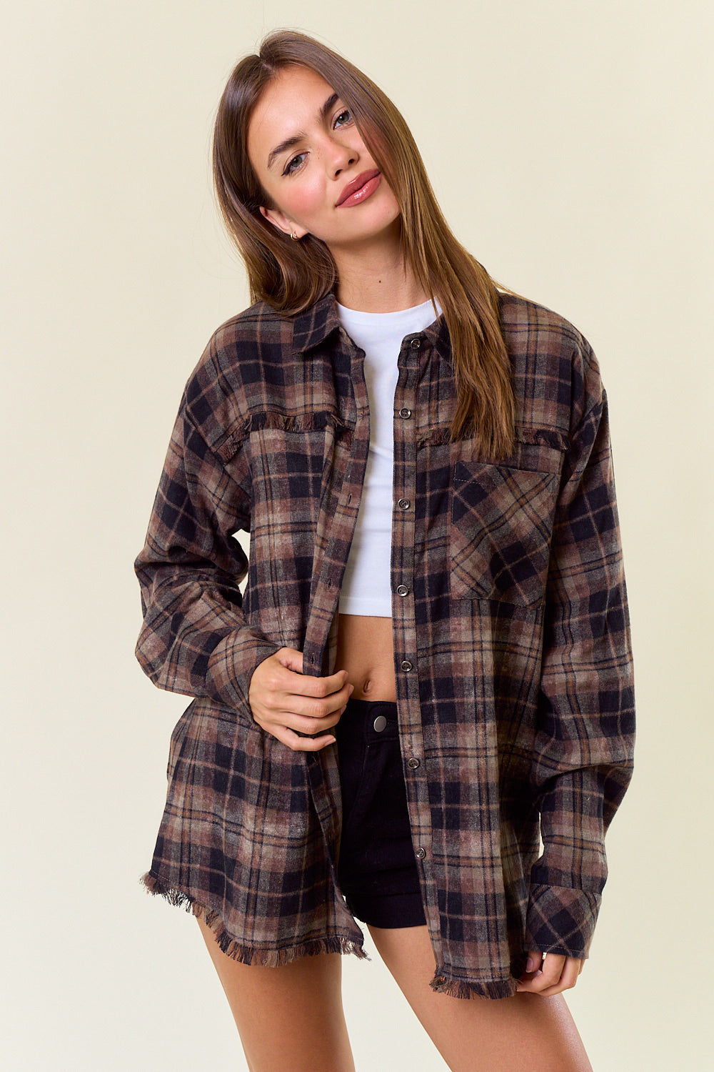 Motivation Plaid Flannel Top