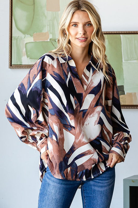 Next To You Abstract Print Blouse