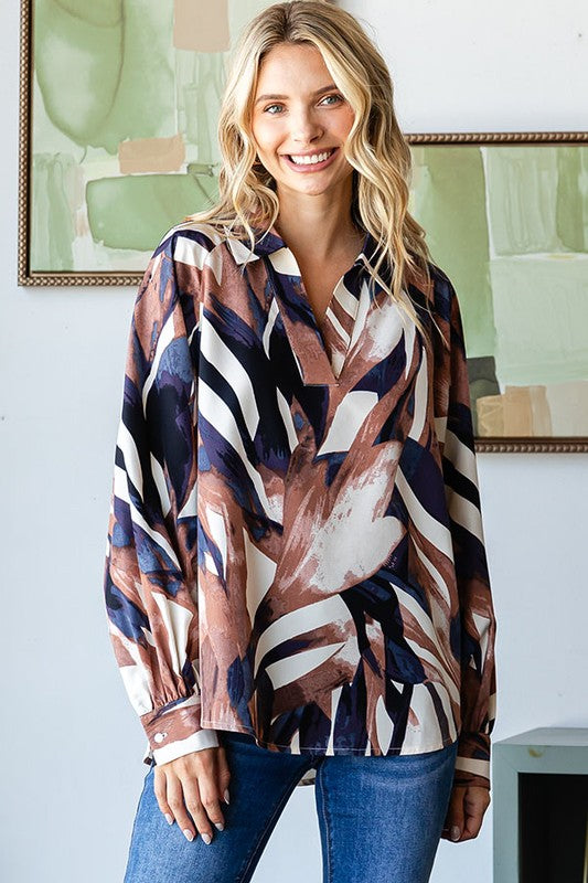 Next To You Abstract Print Blouse