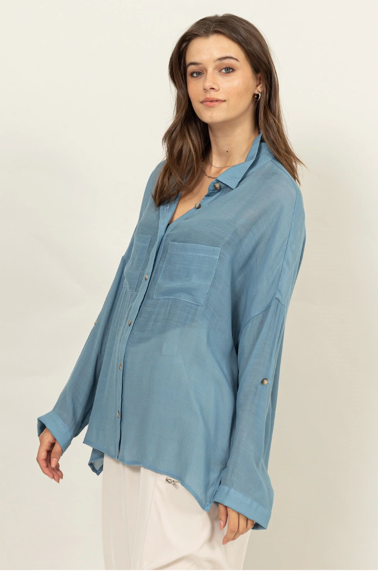 Call Me Baby Long Sleeve Top - Blue