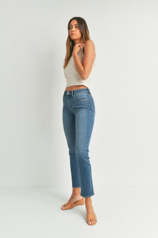 Shayne Medium Mid Rise Slim Straight Jeans