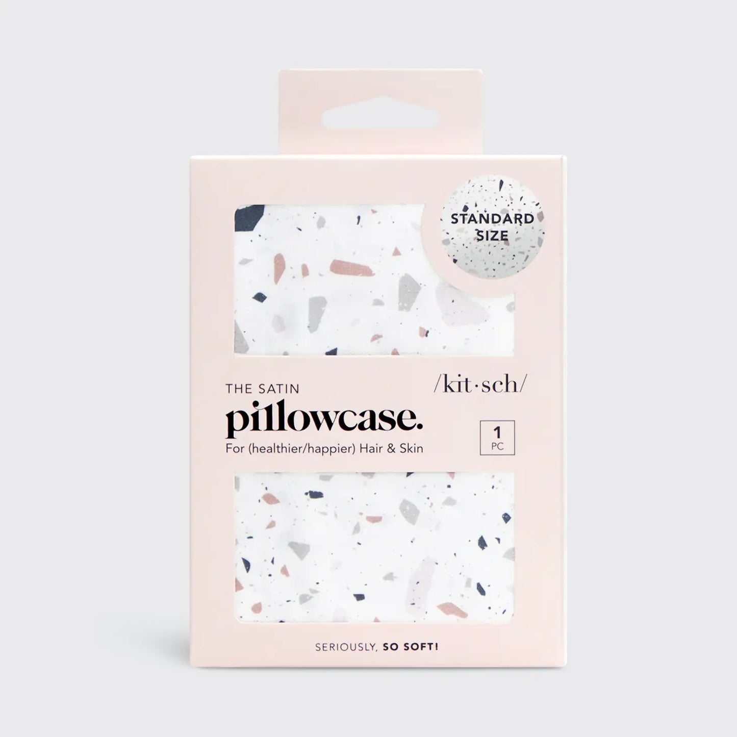 KITSCH Satin Pillowcase - White Terrazzo