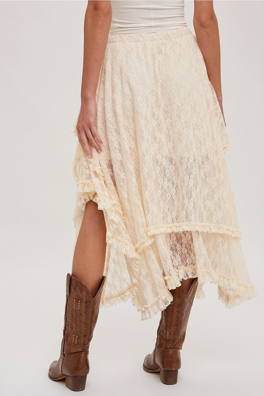 Sunkissing Lace Tier Midi Skirt
