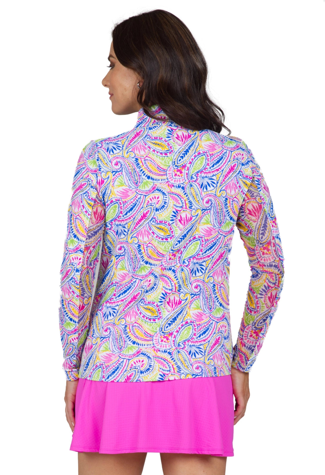 Massie Print Long Sleeve Top - Hot Pink/Yellow