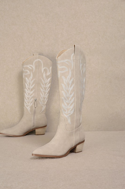 Diana Cowgirl Boots - Beige