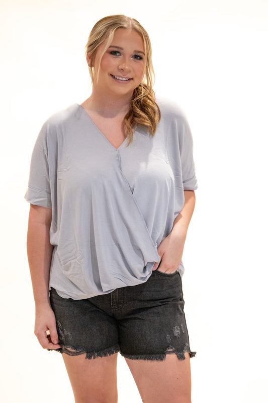 Chasing You Draped Front Top - Grey