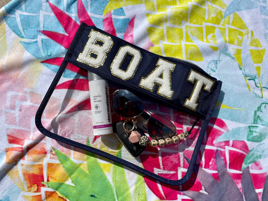 Chenille Letter Clear Pouch - Boat