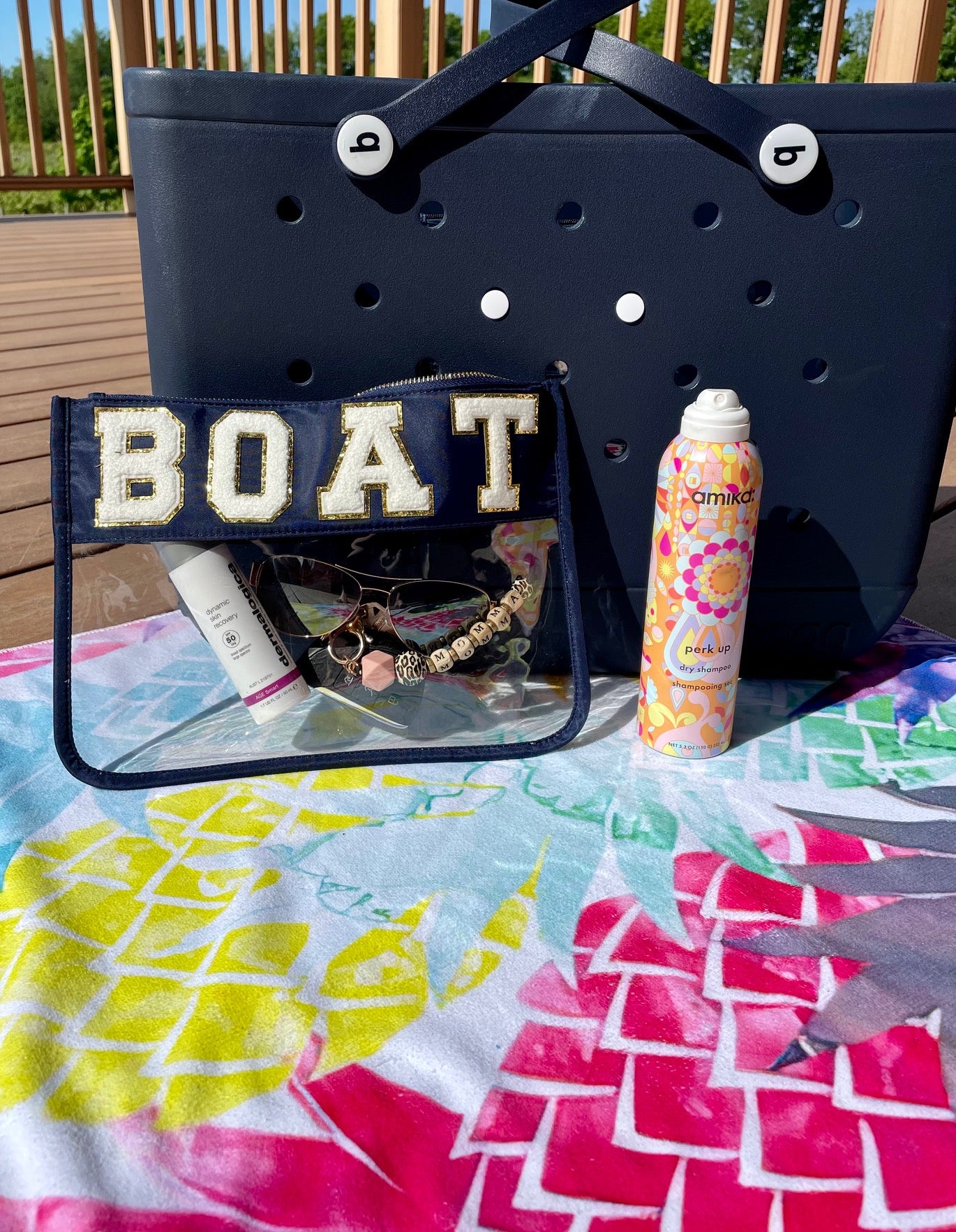 Chenille Letter Clear Pouch - Boat
