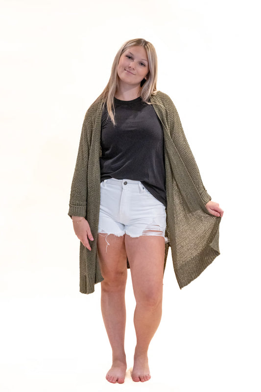 Fall In Love Cardigan - Olive