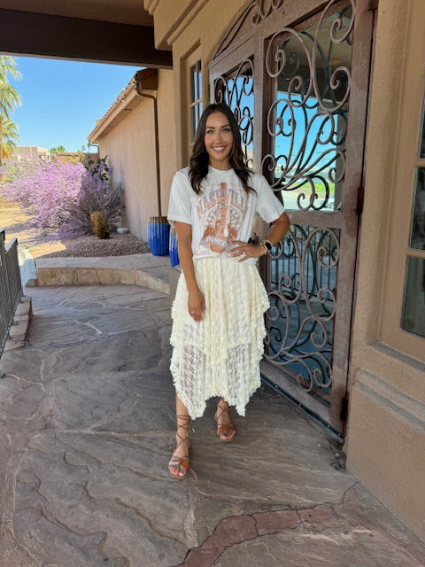 Sunkissing Lace Tier Midi Skirt