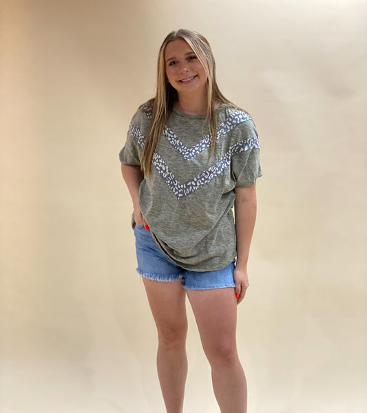 Heaven Sent Leopard Print Top - Olive