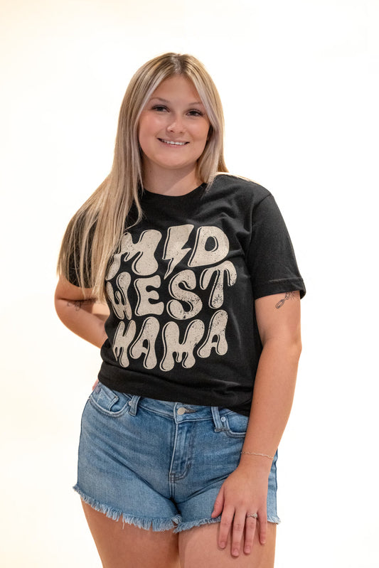 Midwest Mama Black Graphic Tee