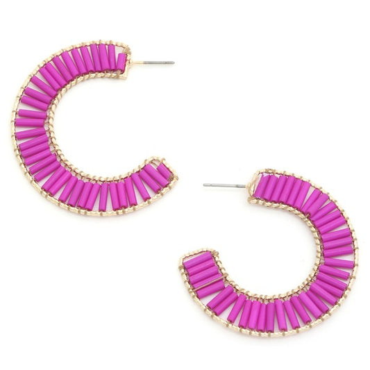 Out on the Town Circle Earrings - Hot Pink
