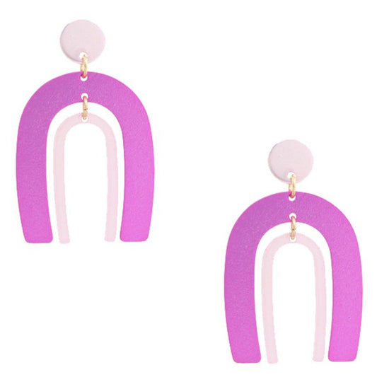 Rainbow Dangle Earrings - Pink
