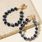 Navy Faceted Glass Beaded Tear Dangle Earrings