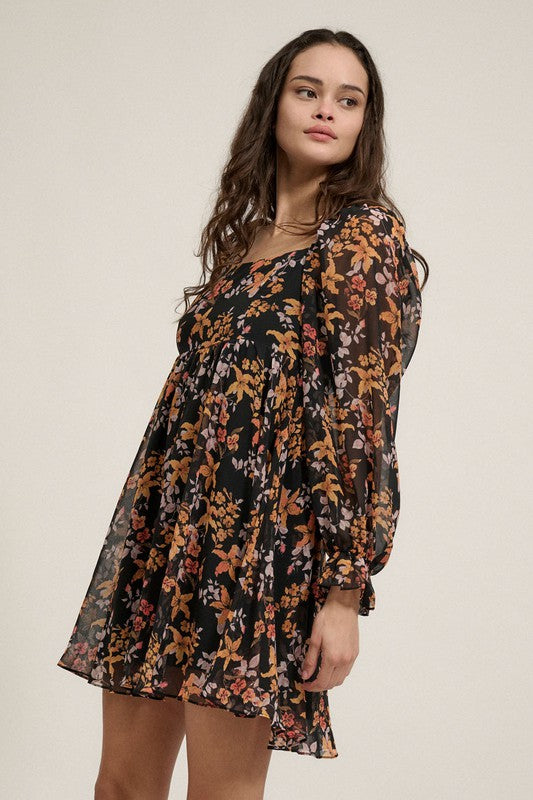 Right Direction Black Floral Dress