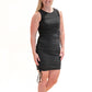 Ready For Anything Ribbed Knit Ruched Dress - Black