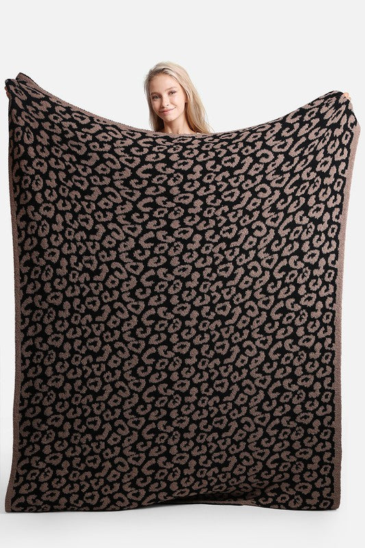 Feeling Wild Leopard Print Blanket - Coffee