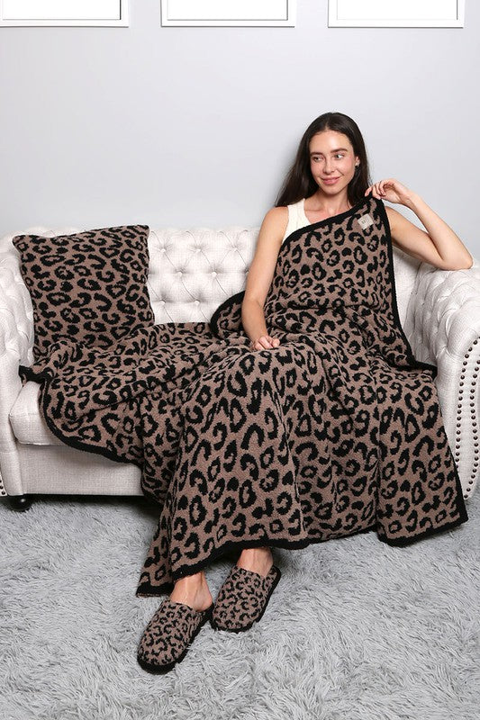 Feeling Wild Leopard Print Blanket - Coffee