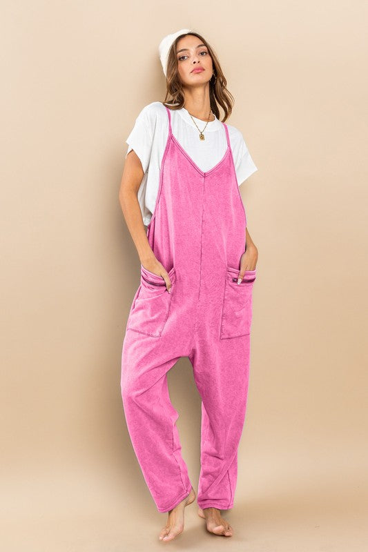 Terry Mineral Washed Jumpsuit - Pink