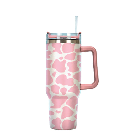 Pink Cow Print Tumbler