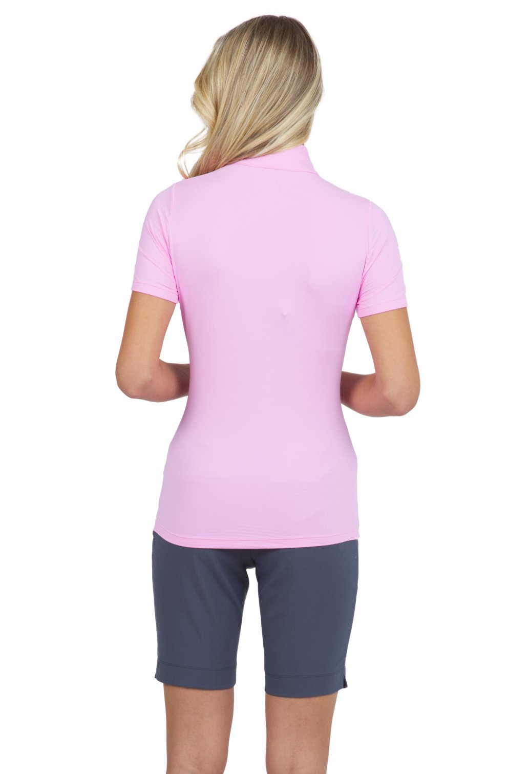 Candy Pink Short Sleeve Mock Neck Top