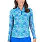 Spray Paint Print Long Sleeve Top - Blue/Green