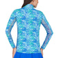 Spray Paint Print Long Sleeve Top - Blue/Green