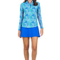 Spray Paint Print Long Sleeve Top - Blue/Green