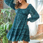 Over the Moon Teal Printed Dress