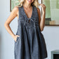 Country Cutesie Sleeveless Denim Romper - Grey