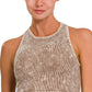 Washed Ribbed Seamless Cropped Tank Top - Mocha