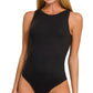 Boat Neck Sleeveless Bodysuit - Black